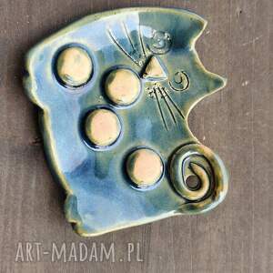 Mydelniczka ceramiczna handmade bez otworów - zielona do łazienki | art-Madam.pl