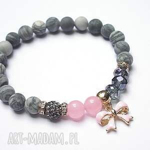 handmade kolekcja rich - grey and pink bow