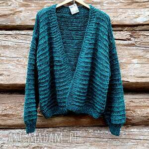 swetry hand made wełniany kardigan oversize ręcznie robiony sweter