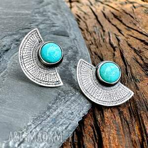 Orientalne kolczyki wkrętki, biżuteria - amazonitem