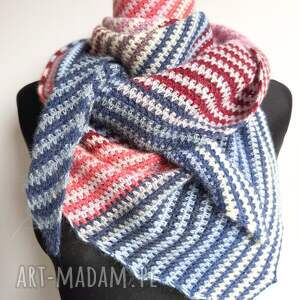 asymetryczna chusta wykonana ręcznie, 100 alpaka wielokolorowa szal, shawl