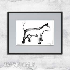 Prezent z ramą - nr 108-bulterier, grafika czarno biała