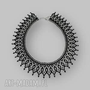 Łemkowska krywulka - ażurowy naszyjnik kołnierzyk, kolia koralikowa