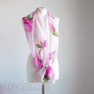 ręcznie wykonane szaliki jedwabny malowany szal - magnolie