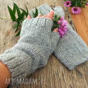 święta upominki Mitenki z długim mankietem, szare rękawiczki bez