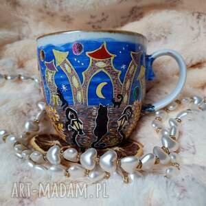 studio paulla ręcznie malowane kocie sny kubek 480 ml, prezent dla kociarzy