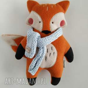 lis z szalikiem włóczki, fox prezent, pluszak, wyjątkowy skandynawski, design
