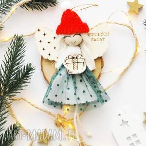 święta prezenty Świąteczny aniołek na Boże Narodzenie - zawieszka