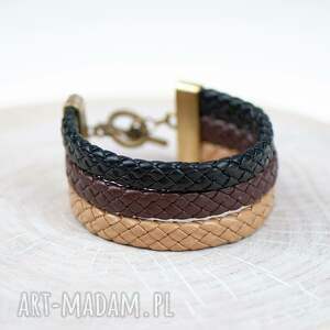handmade bransoletka z plecionych rzemieni ekologicznych b325 - 1