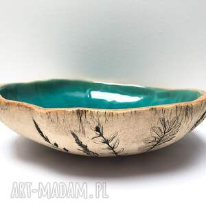 ręcznie robione ceramika artystyczna miska z polnymi roślinami