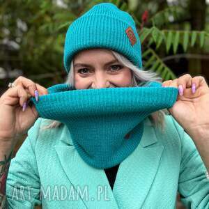 bandana zimowa turkus, komin buff, dodatki zimowe, zimowe komplety, turkusowa