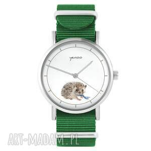 zegarek - jeżyk zielony, nylonowy, zegarek, nylonowy pasek, jeż