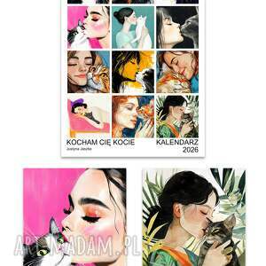 kalendarz 2026 kocham cię kocie 15x21 cm, planner kotami