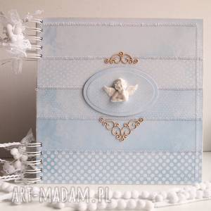 handmade scrapbooking albumy niebieski album na chrzest/25x25cm