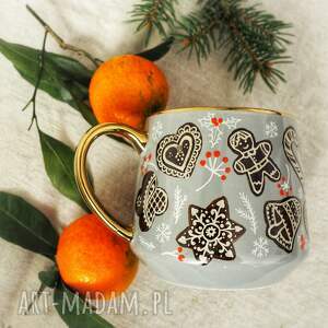 ręcznie malowany świąteczny kubek porcelanowy piernik prezent dla niego męża