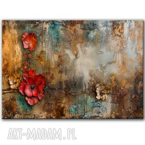 obraz na płótnie - 100x70 cm kwiaty shabby chic 1 0732