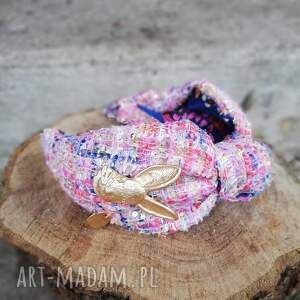 handmade ozdoby do włosów opaska różowa