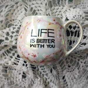 ręcznie malowany kubek dla kochanej osoby opal, elegancki prezent na 50