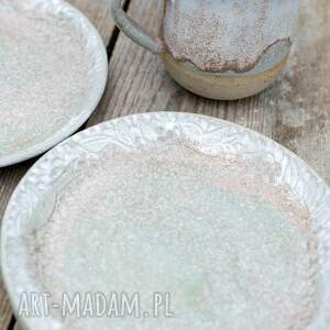 handmade ceramika talerz deserowy| różowawa szałwia | średnica 20 cm 1