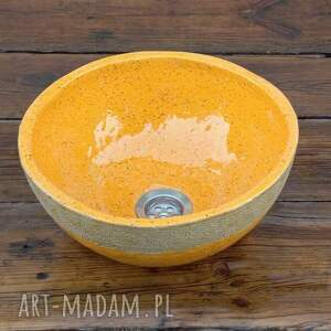 umywalka w kolorze słonecznika z gliny ceramika