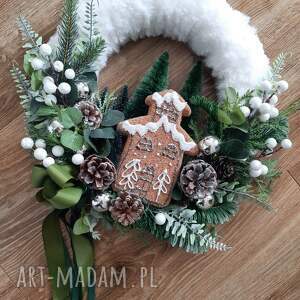pomysły na święta prezenty Wianek zimowy Pierniczkowy domek