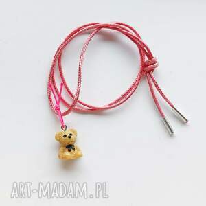 miś wisiorek sznurek, srebro