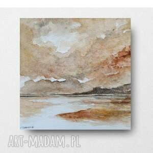 Pejzaż - oryginalna akwarela 20 x 20 cm do wnętrza
