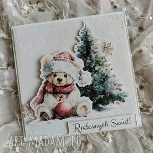 pomysł jaki prezent pod choinkę Kartka świąteczna Niedźwiadek