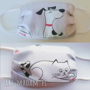 maseczka ochronna 3 - warstwowa, maska wielorazowa kot - Szary mary