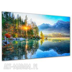 Obraz na płótnie 120x80 cm - górskie jezioro we mgle
