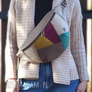 kolorowa welurowa damska nerka xxl, mini plecak nerkoplecak na prezent, pluszowa