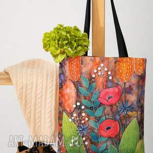 torba kwiaty, łąka ilustracja, trawy torebka