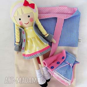 ręczne wykonanie lalki malowana lala dorotka z dodatkowymi ubrankami i torbą