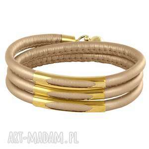 bracelet in sand gold, rzemień magnes, rurka