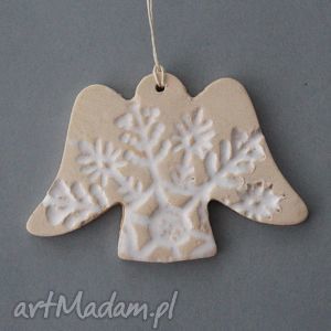 handmade pomysł na prezent aniołek - zawieszka ceramiczna