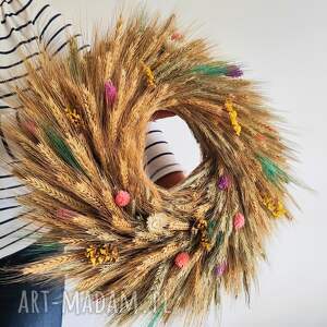 Naturalny z suszonych zbóż, na drzwi, wianek