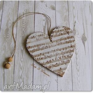 handmade dekoracje serce drewniane shabby chic - nutki