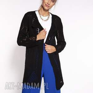 ręcznie zrobione swetry modny, ażurowy płaszczyk - pa014 czarny mkm