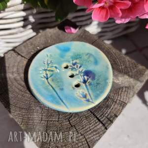 Turkusowa mydelniczka ceramiczna z lawendą handmade