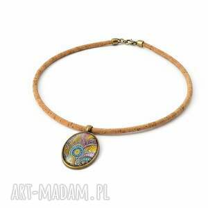naszyjnik z korka cork cabo medalionem grafiką 6, korek