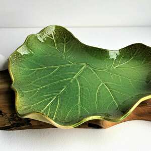 handmade ceramika patera ceramiczna - talerz dekoracyjny - liść