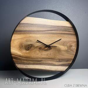 nowoczesny, drewniany zegar ścienny z deską orzecha, 50 cm wyprzedaż, prezent