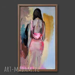 pinkish - 56x97, kobieta obraz, plakat, grafika, szkic kobiety