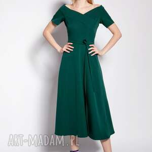 sukienka trapezowa midi, suk181 zielony, sukienka, coldarms, carmen