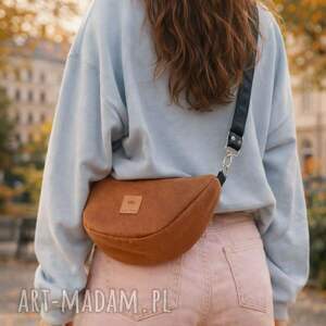 Brązowa nerka banana z nubuku Canyon - torebka crossbody handmade