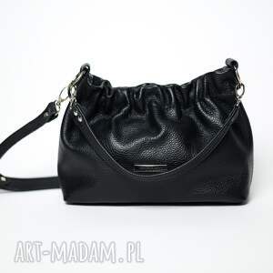 Torebka Cloud Midi czarna skóra naturalna - handmade na ramię i crossbody