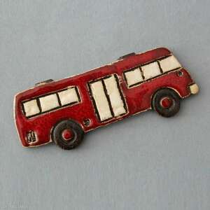 handmade pomysł na prezent autobus - magnes ceramiczny