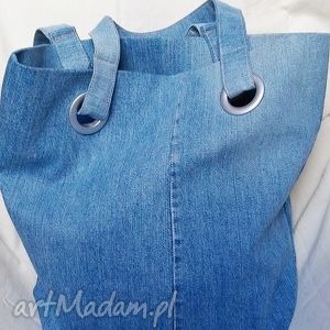 niebieska torba z recyklingu jeansu - Gabiell torebki na ramię