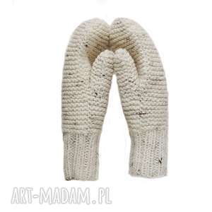rękawiczki marmo - ecru zimę, mitenki drutach