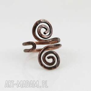 wężowy - rozm s miedziany pierścionek 2510 21 ooak, biżuteria słowiańska
